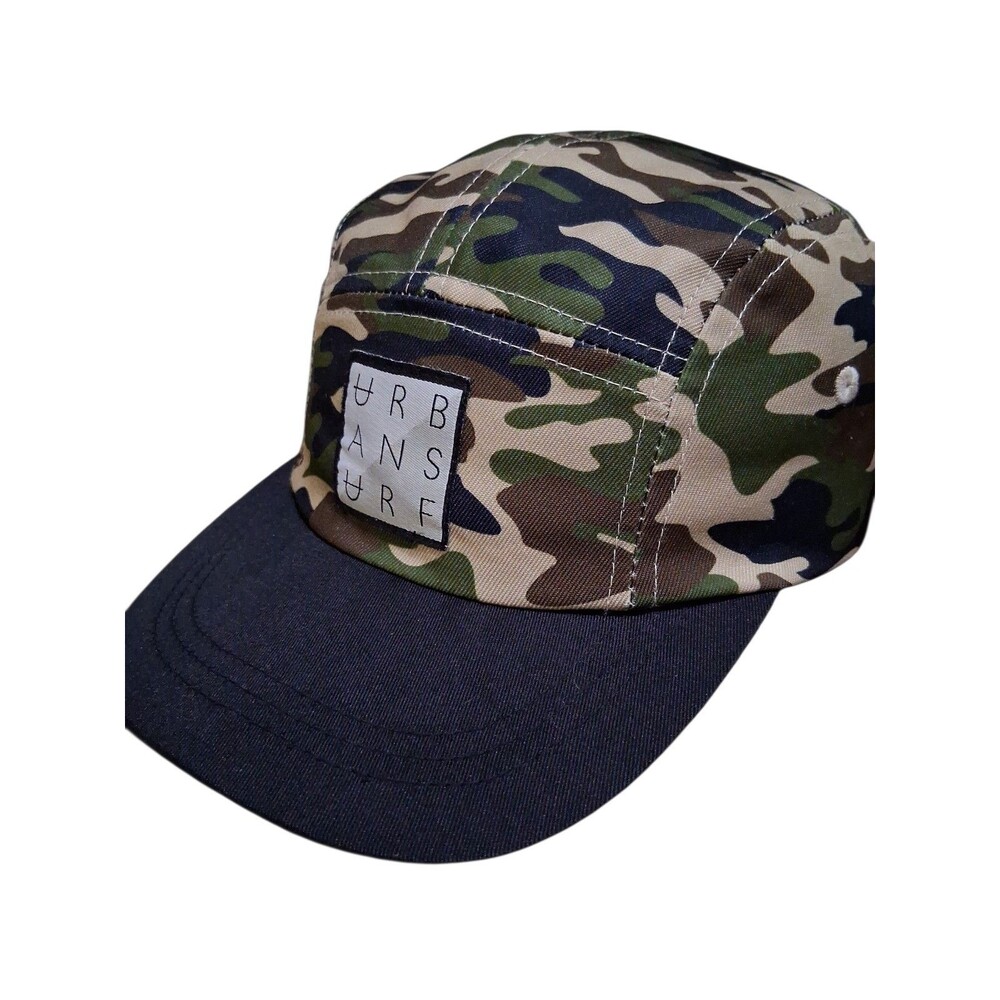 Urban Surf Camo 5 Panel Camp Hat Cap Adjustable Snapback Green Black Streetwear